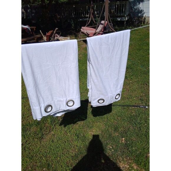 White Grommet Curtain Panels 52" x *82" Set of 2 by Lordtex - Picture 2 of 7
